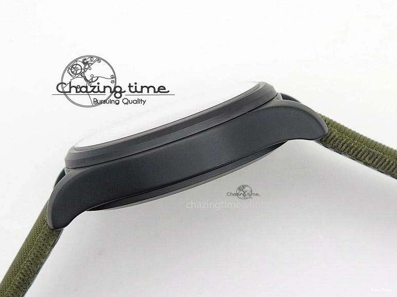 MIROTIME 0308 Big Pilot Top Gun Miramar PVD Plated Titanium on Green Nylon Strap A23J Refined 7398